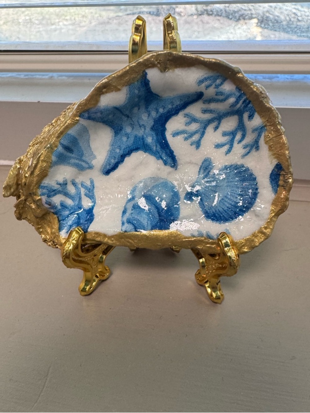 Oyster Shell Decor/ring or jewelry holder trinket/ or ornament